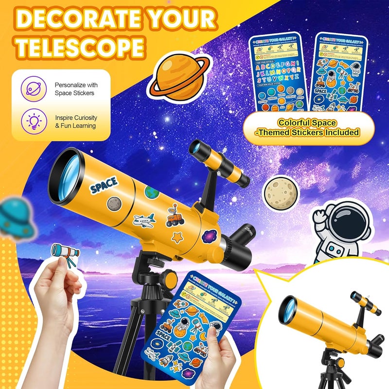 MEEZAA Telescope for Adults & Kids, 80mm Aperture 500mm Portable Refractor Telescope for Astronomy Beginners, Professional Travel Astronomical Telescopes with Tripod, Stickers, Phone Adapter, Backpack - Image 4